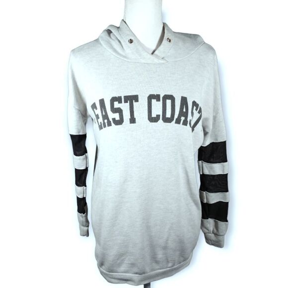 FOREVER 21 GRAY & BLACK MESH SLEEVE HOODIE SZ.S GUC - Picture 1 of 5